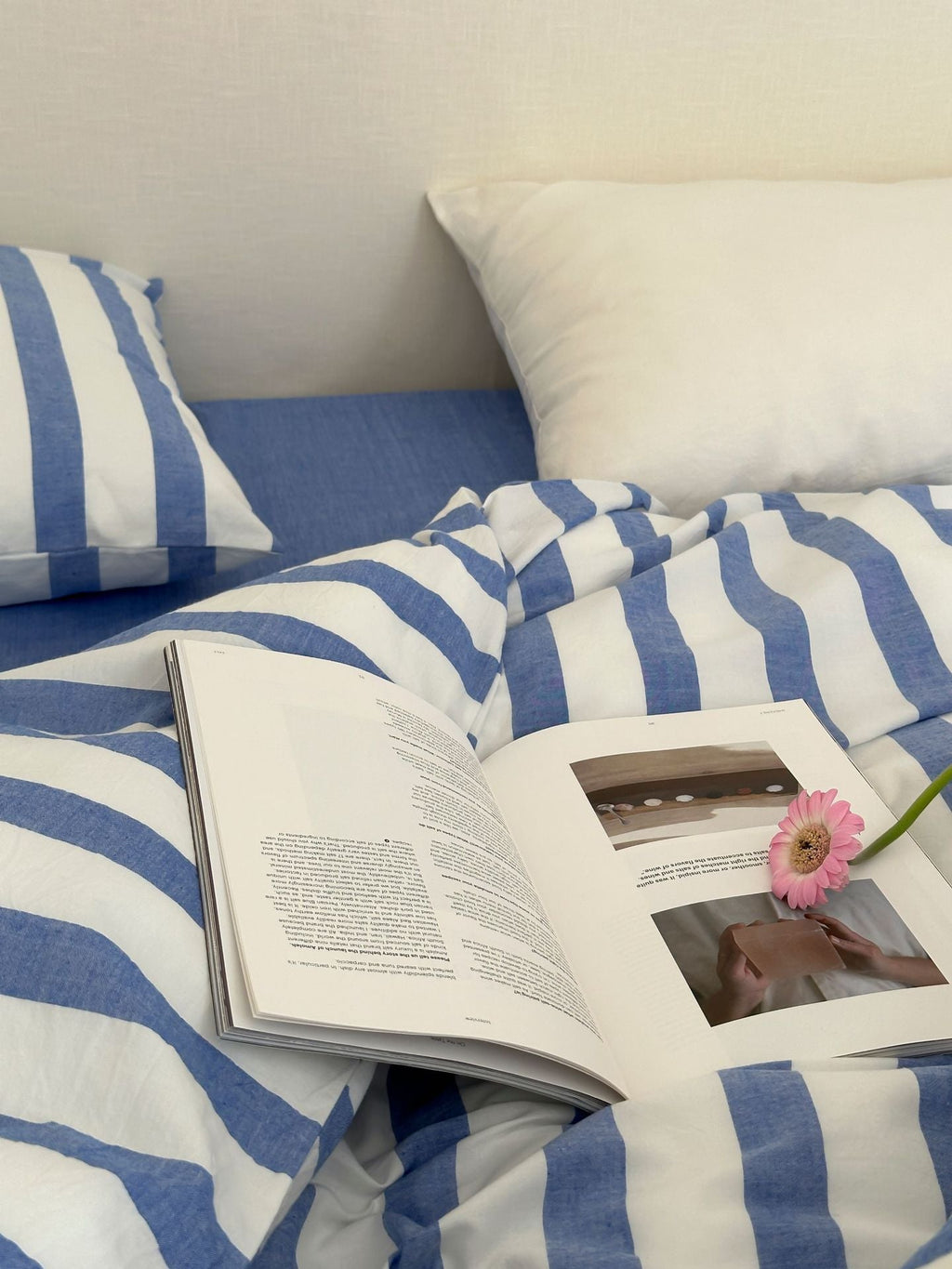 Refreshing Stripe Bedding Set / Blue Single