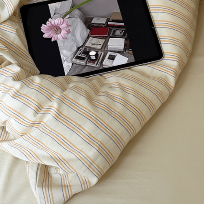 Refreshing Stripe Duvet Cover / Yellow