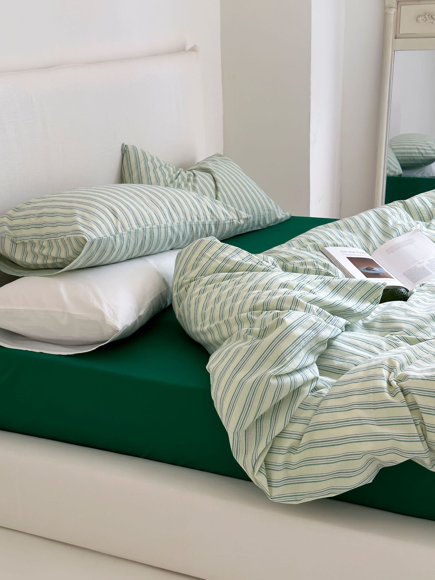 Refreshing Stripe Pillowcases / Forest Green