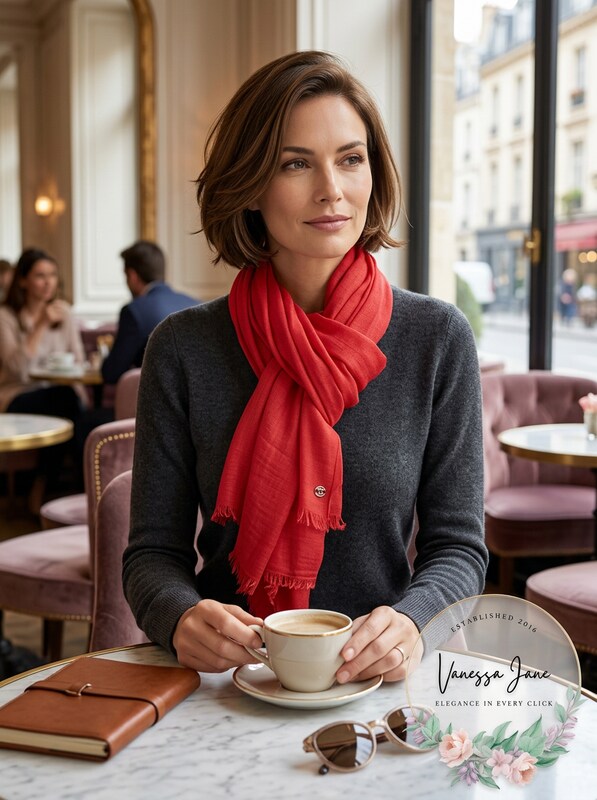 Calvin Klein Oversized 100% Cashmere Modal Scarf & Wrap in One, OneSize/Red