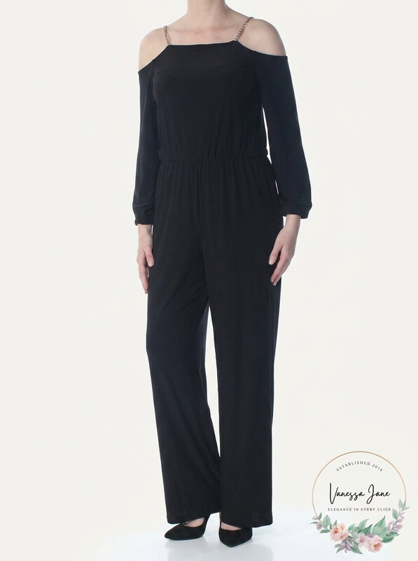 NY Collection Womens Plus Blouson Chain Jumpsuit, Size 1X