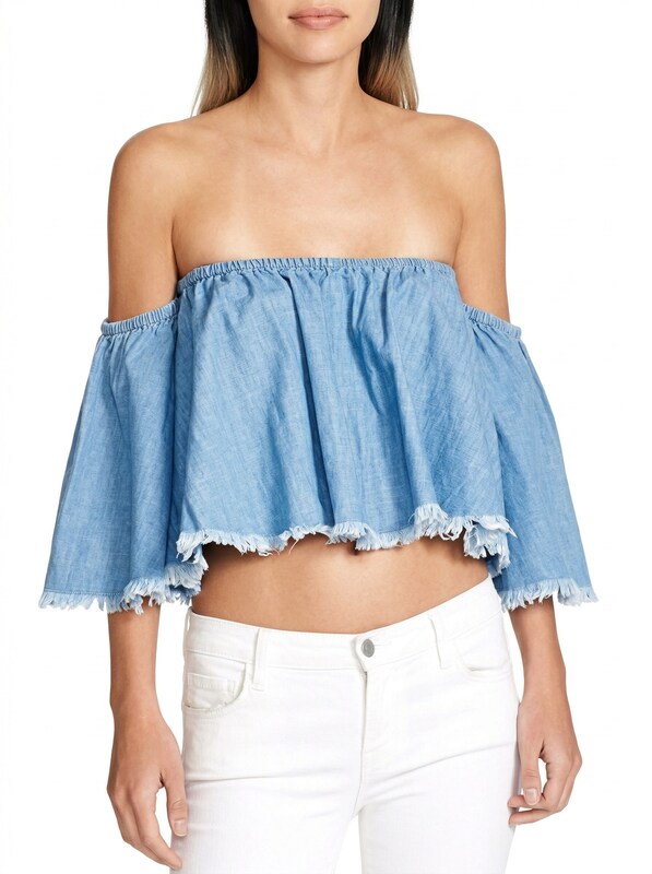 Mustard Seed Chambray Off-the-shoulder Top, Size Small