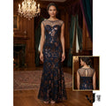 SL Fashions Sequined Illusion Gown Size 14