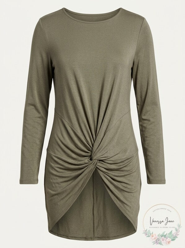 International Concepts Womens Twist Front High-Low Tunic Top,Size Large