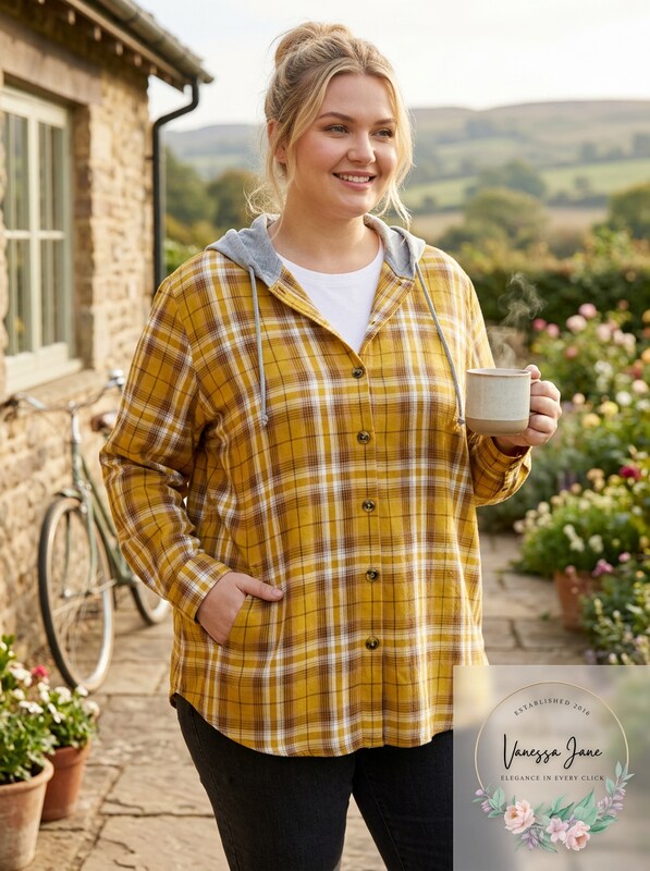 Love, Fire Trendy Plus Size Hooded Plaid Button-Front Shirt, Size 1X