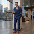 Calvin Klein Men's Extra-Slim Fit Blue Tonal Windowpane Suit