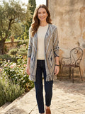 Style and Co Jacquard Knit Fringed-Hem Long Cardigan, Size Small