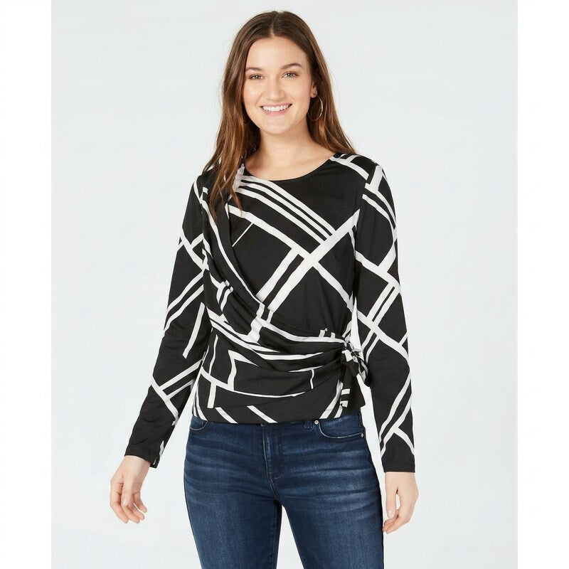 INC International Concepts I.N.C. Petite Draped Side-Tie Top, Medium