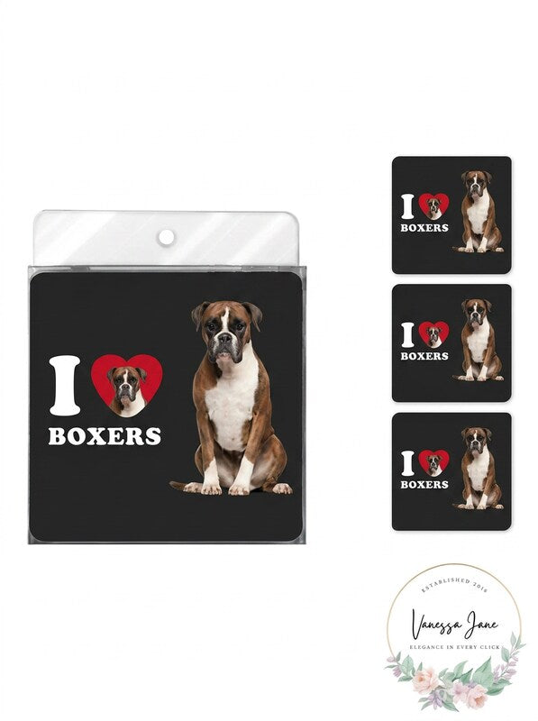 Tree-Free Greetings I Heart Boxers 4-Pack Artful Coasters Set