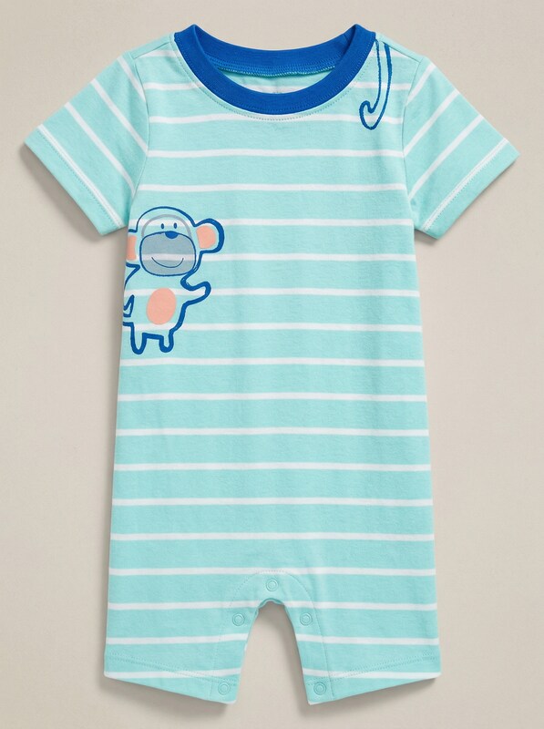 First Impressions Baby Boys Striped Monkey Cotton Romper,Size 12Mo