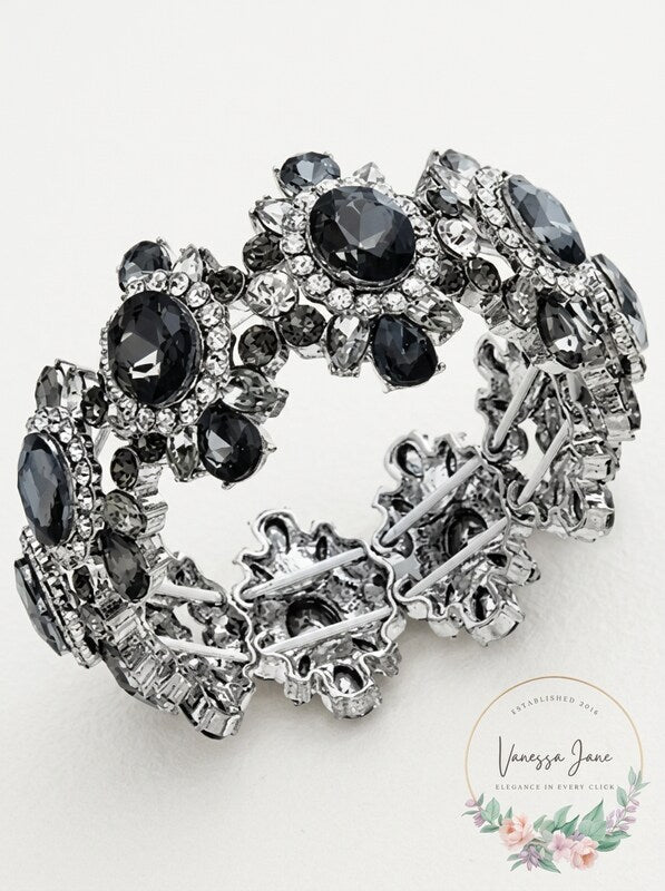 Charter Club Silver-Tone Crystal Stretch Bracelet