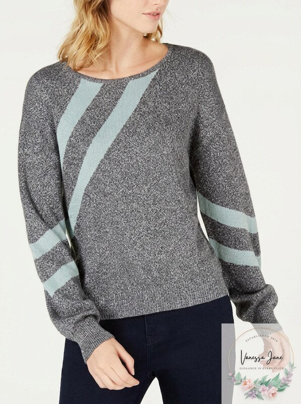 Bar III Striped Metallic Sweater, Size Small