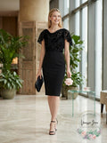 Ralph Lauren Embroidered Petal Sleeve Jewel Neck Sheath Dress, Size 8P