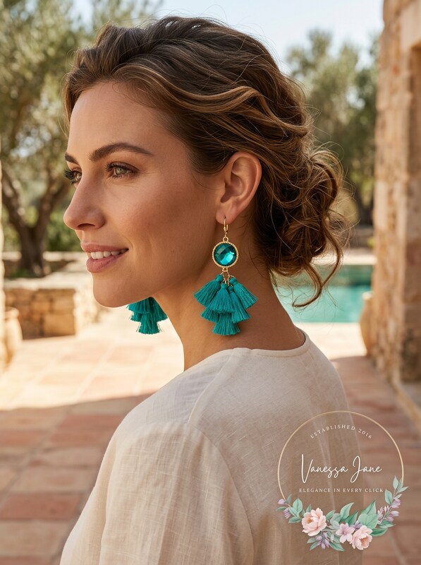 Inc Gold-Tone Stone and Tassel Drop Earrings