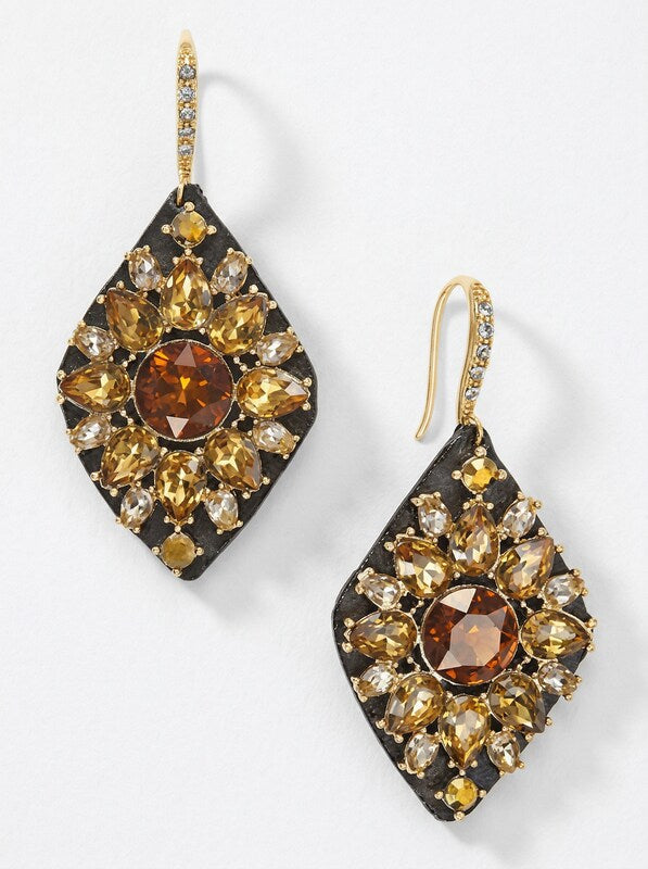 Inc Gold-Tone Multi-Stone Cluster Drop Earrings
