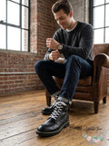 INC International Concepts Men’s Ivan Lace-up Boots, Black, Size 12