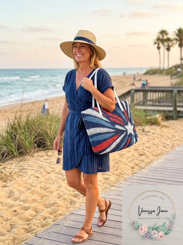 I.N.C. Beach Summer Vacation Tropical Straw Tote