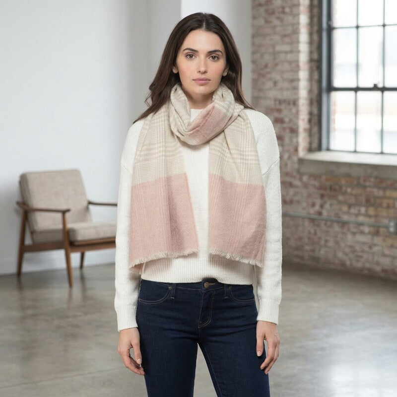 Inc Womens Plaid Colorblock Muffler Scarf Pink O/S