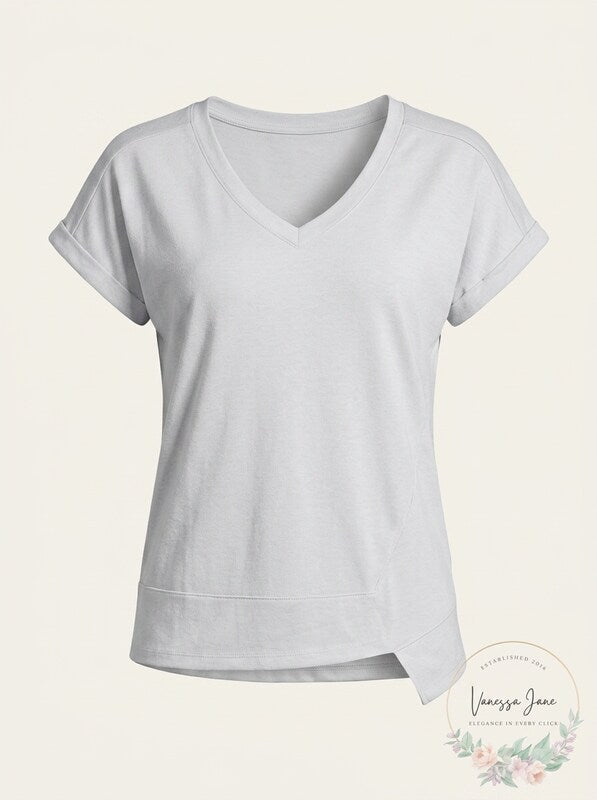 Calvin Klein Performance V-Neck Asymmetrical-Hem Top, Size XS