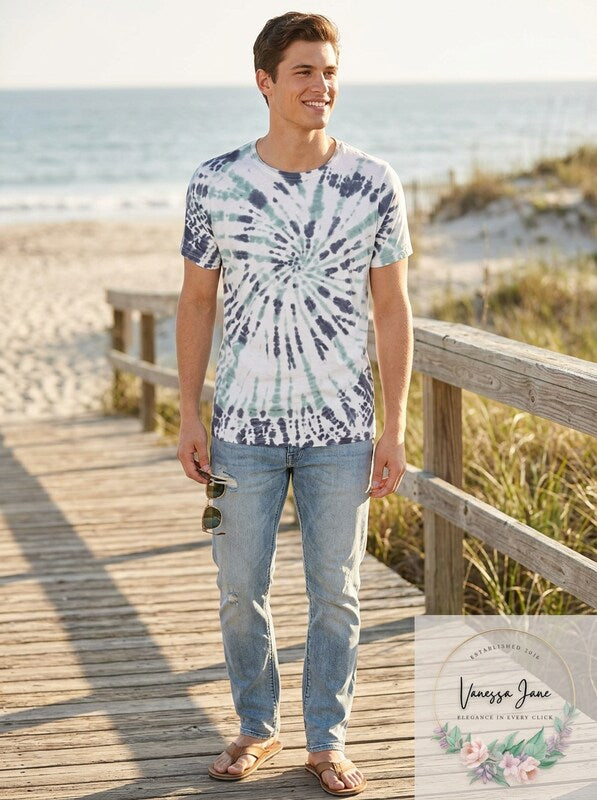 Guess Mens Spiral Tie-Dyed T-Shirt, Size XL