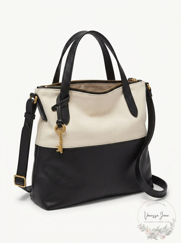 Fossil Colorblock Charlotte Small Leather Crossbody Hobo