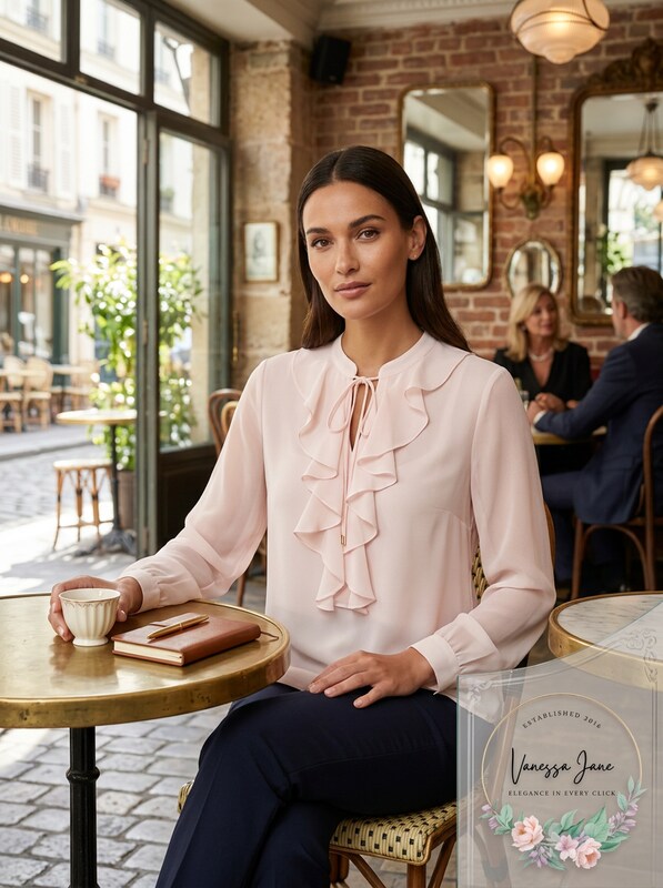 Tommy Hilfiger Ruffled Split-Neck Blouse, Size Medium