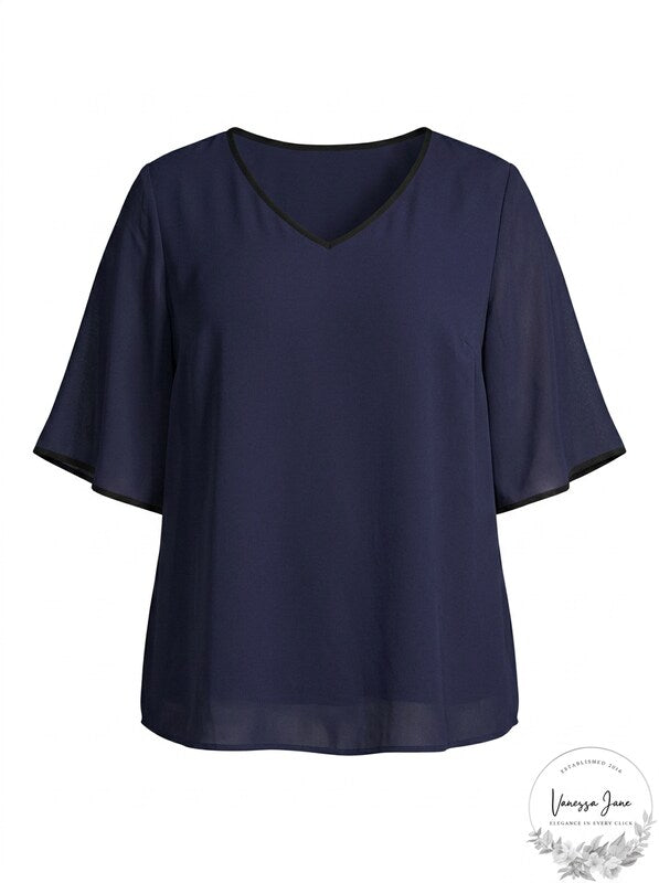 Joseph a Womens Plus V-Neck Tie Back Blouse, Size 1X