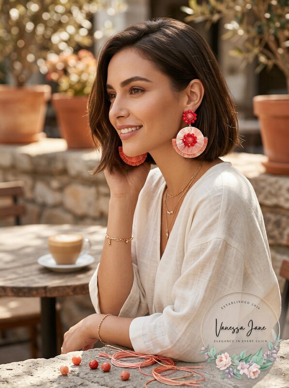 INC International Concepts Gold-Tone Beaded & Fringe Drop Earrings (Coral)