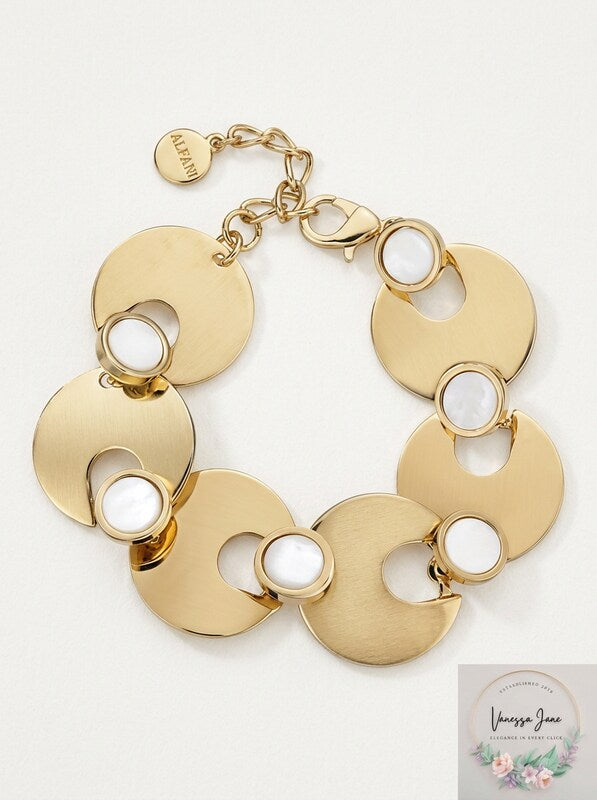 Alfani Gold-Tone and Stone Flex Bracelet, Size 7 1/4"