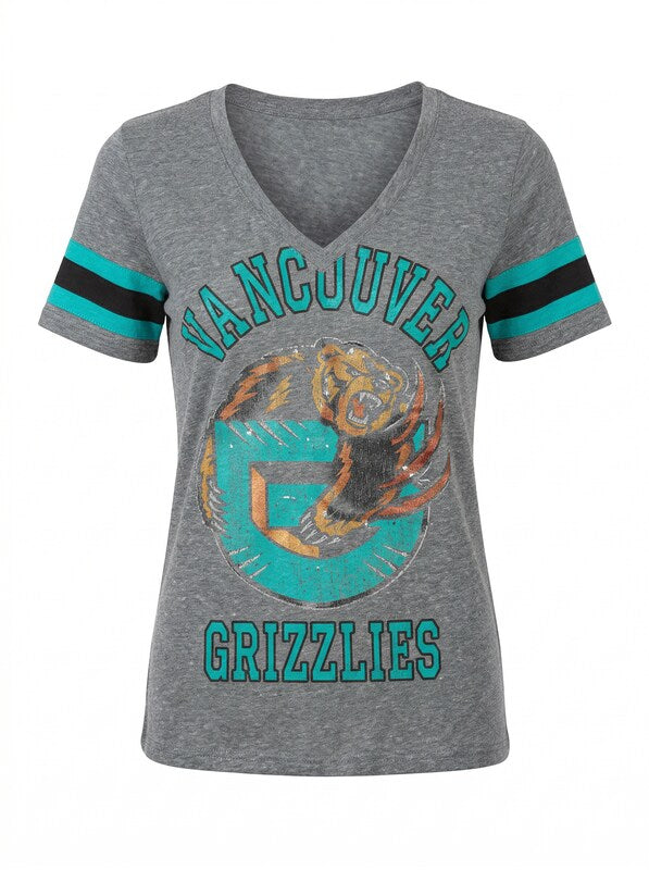 NBA Vancouver Grizzlies Adult Women G34Her Triple Play Tee, Small, Heather Grey