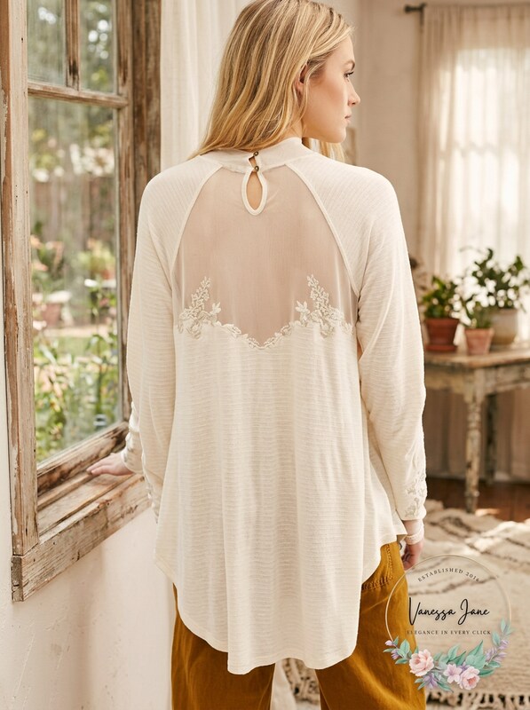 Free People SAHELI TOP Mesh Embroidery Ivory, Size XS