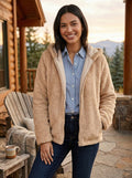 Style & Co Zip-Front Hooded Faux-Fur Jacket,Size Small Medium