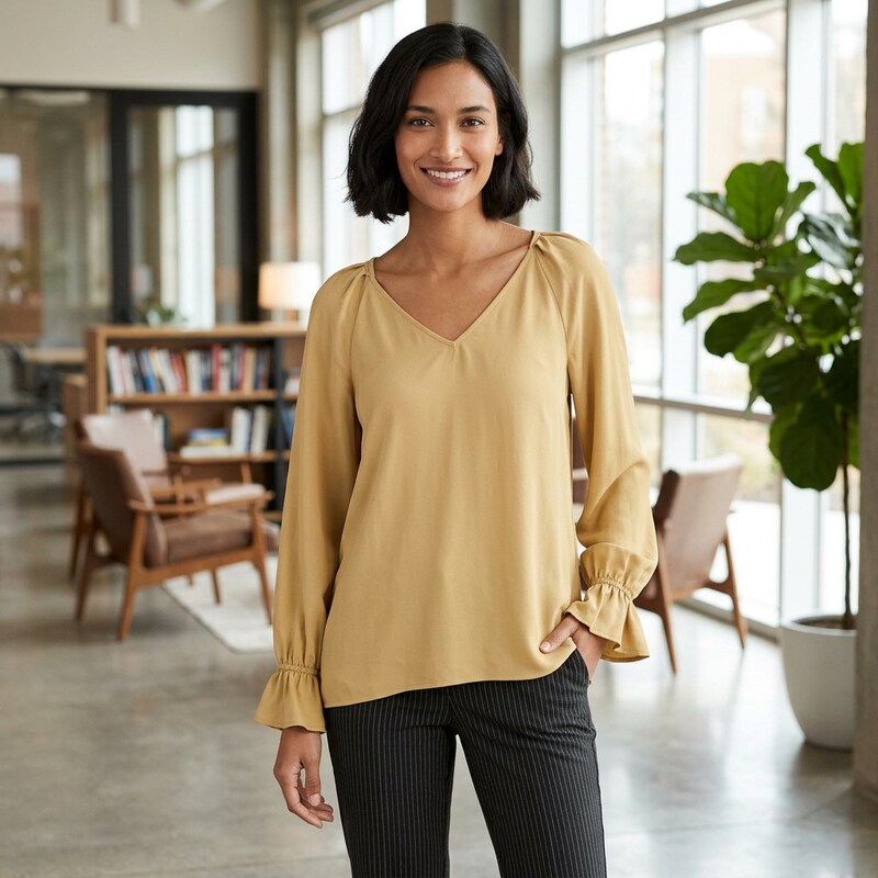Bar Iii Pleated Bell-Sleeve Top, Medium