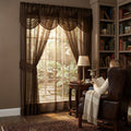 Achim Halley Satin 6-Piece Window Set With Austrian Valance, Chocolate, 56x84