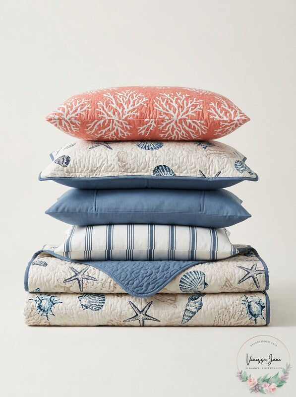 Madison Park Nantucket Coastal Quilted Coverlet Set, King, Blue
