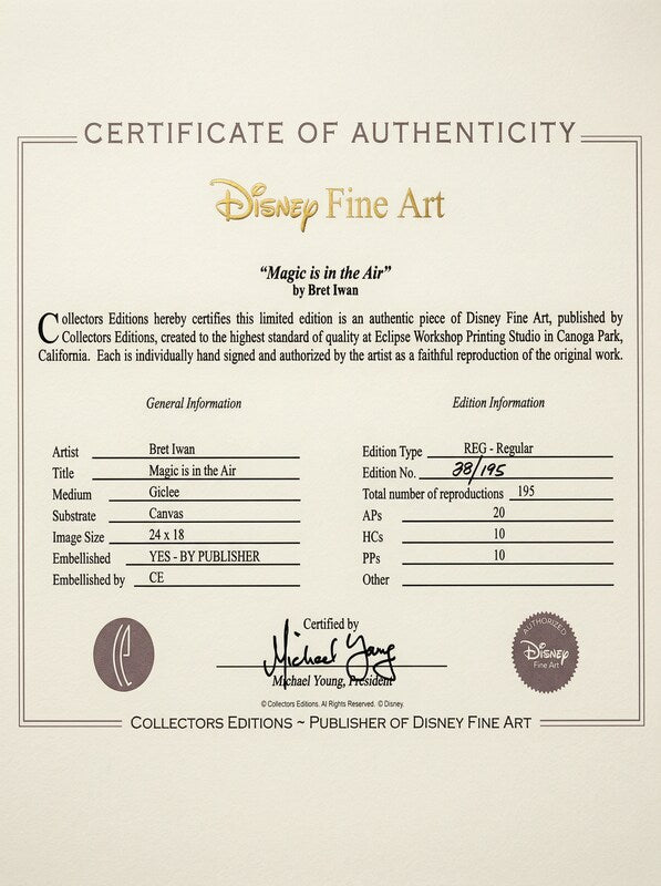 Disney Fine Art Magic is in the Air by Bret Iwan Certificate of Authenticity