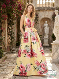 Teeze Me Juniors Floral-Print Halter Gown, Size 5