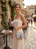 La Regale Raffia Tassel Box Clutch