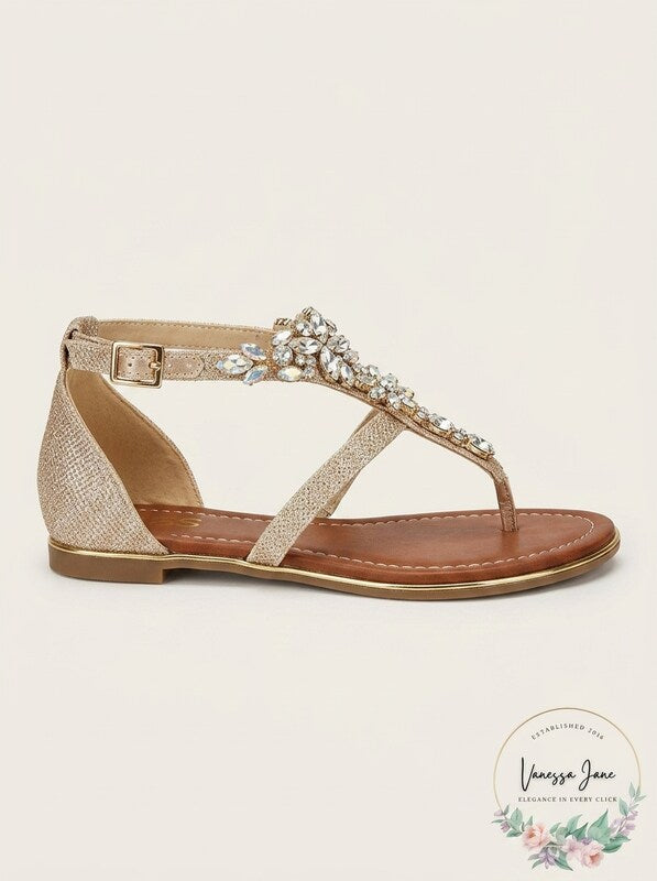 G by Guess Womens Deers Fabric Split Toe Casual Ankle Strap, Gold, Size 6.0