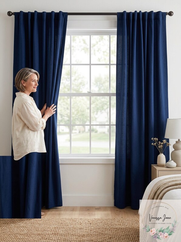 Skyline Velvet 50X 84 Inches Rod Pocket/Back Tab Window Curtain Panel in Navy
