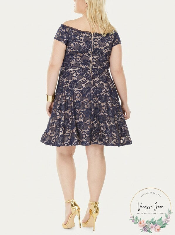 B. Darlin Womens Juniors Plus Lace Fit & Flare Dress, Size 22W
