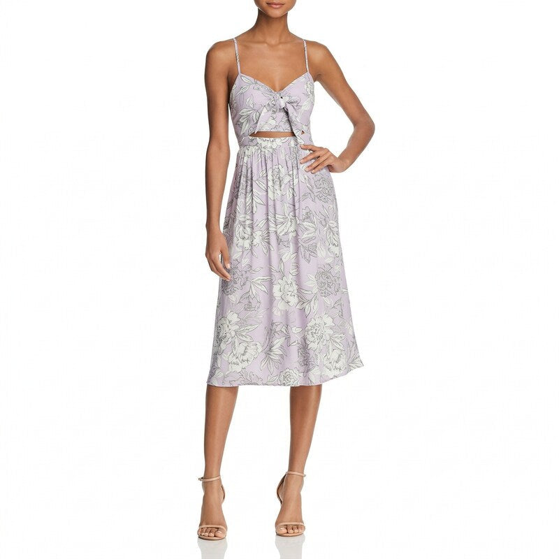 Bardot Ibiza Cutout Floral Midi Dress, Lavender, Womens Small (6)
