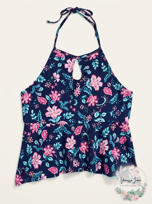 Summer Crush Big Girls Floral-Print Tankini Top Navy, Size 8