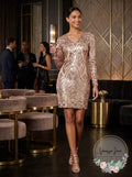 Marciano Womens V-Neck Bodycon Sequined-Mesh Sheath, Size 6
