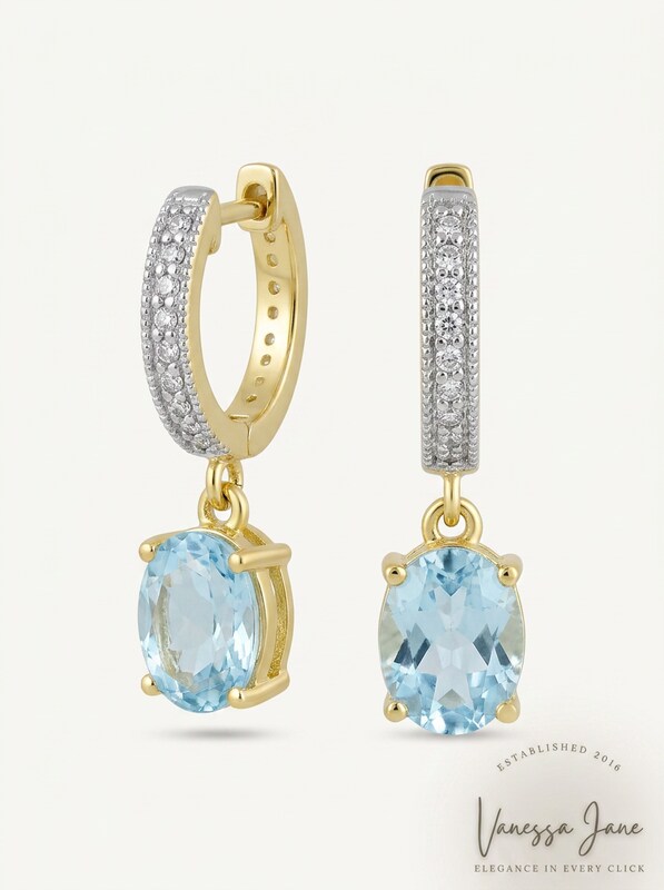 RH Macy Sapphire and Diamond Accent Drop Earrings in 18k Gold-Plated Sterling