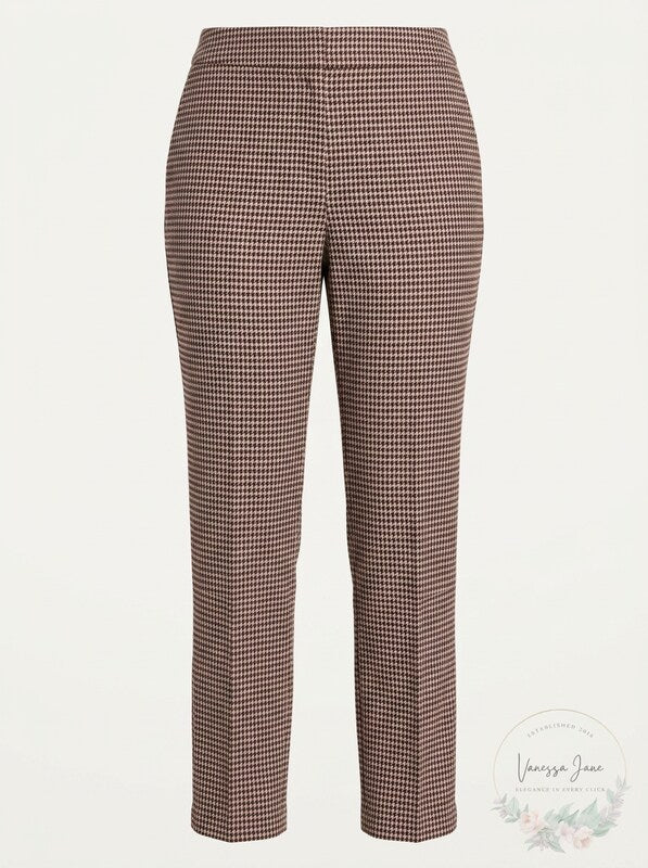Nine West Womens Plus Size Houndstooth Tapered Pants,Size 16