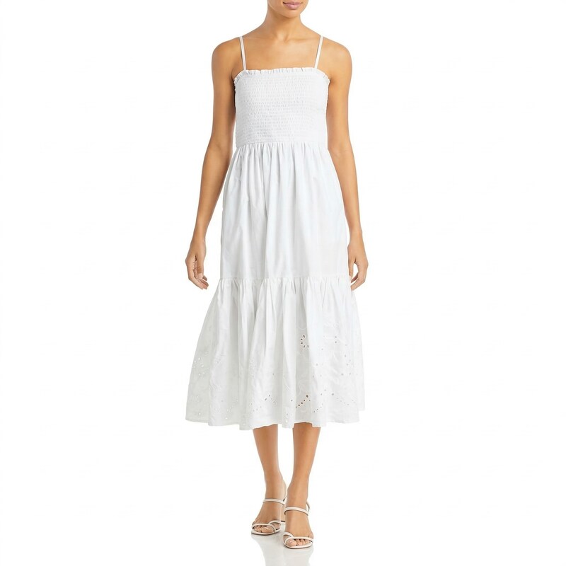 Aqua Sleeveless Smocked Eyelet Dress, Size Small