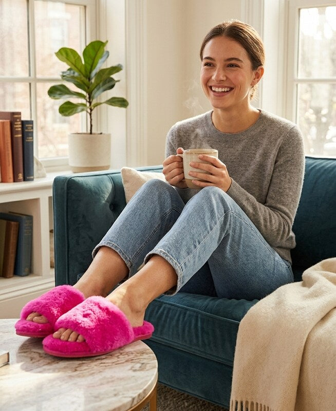 INC International Concepts Women’s Faux-Fur Slide Slippers – Magenta  X-Large