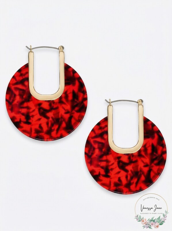 Inc Large Gold-Tone Resin Hoop Earrings