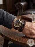 INC Brown Faux-Leather Strap Watch 48mm & 3-Pc. Bracelet Set